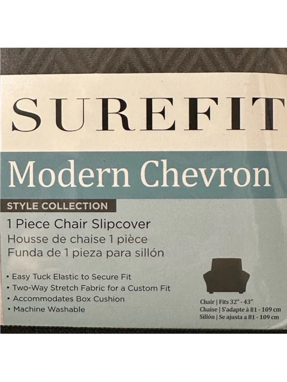 Surefit Modern Chevron 1 Piece Gray Chair Slipcover~NEW!